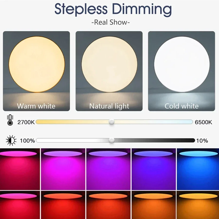 Tuya Bluetooth LED Ceiling Light Round Dimmable Ceiling Lamp Flush Mount Ceiling Light for Kitchen Bedroom Living Room Lighting