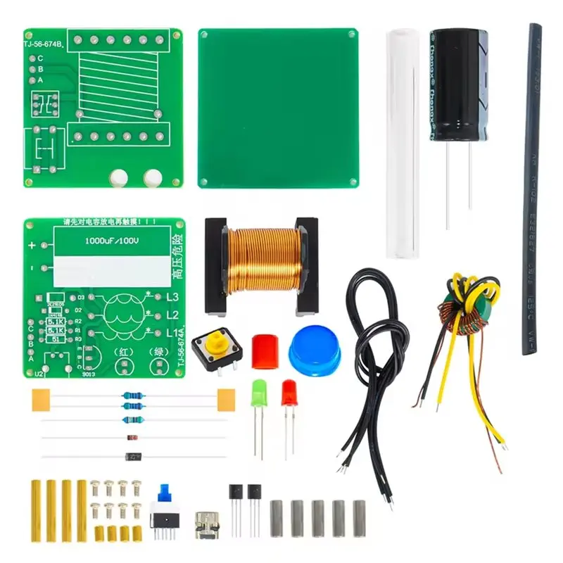 High Voltage 100V Mini Coilgun DIY Kit Micro USB Fast Charging Solder Assembly Educational Electronic Project Required