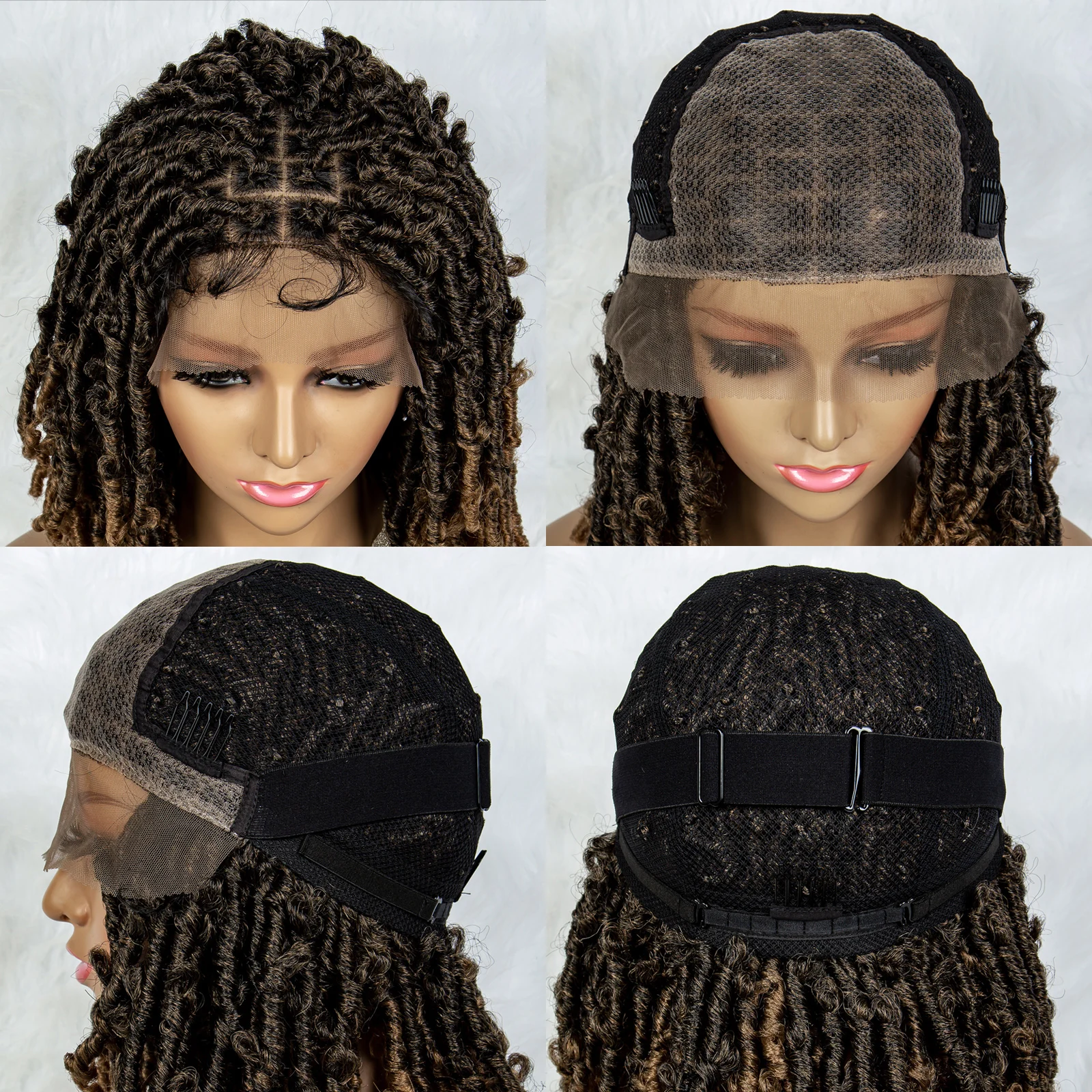 Braided Wigs with Curly End Lace Frontal Box Braids Wigs for Black Women Lightweight Synthetic for Women