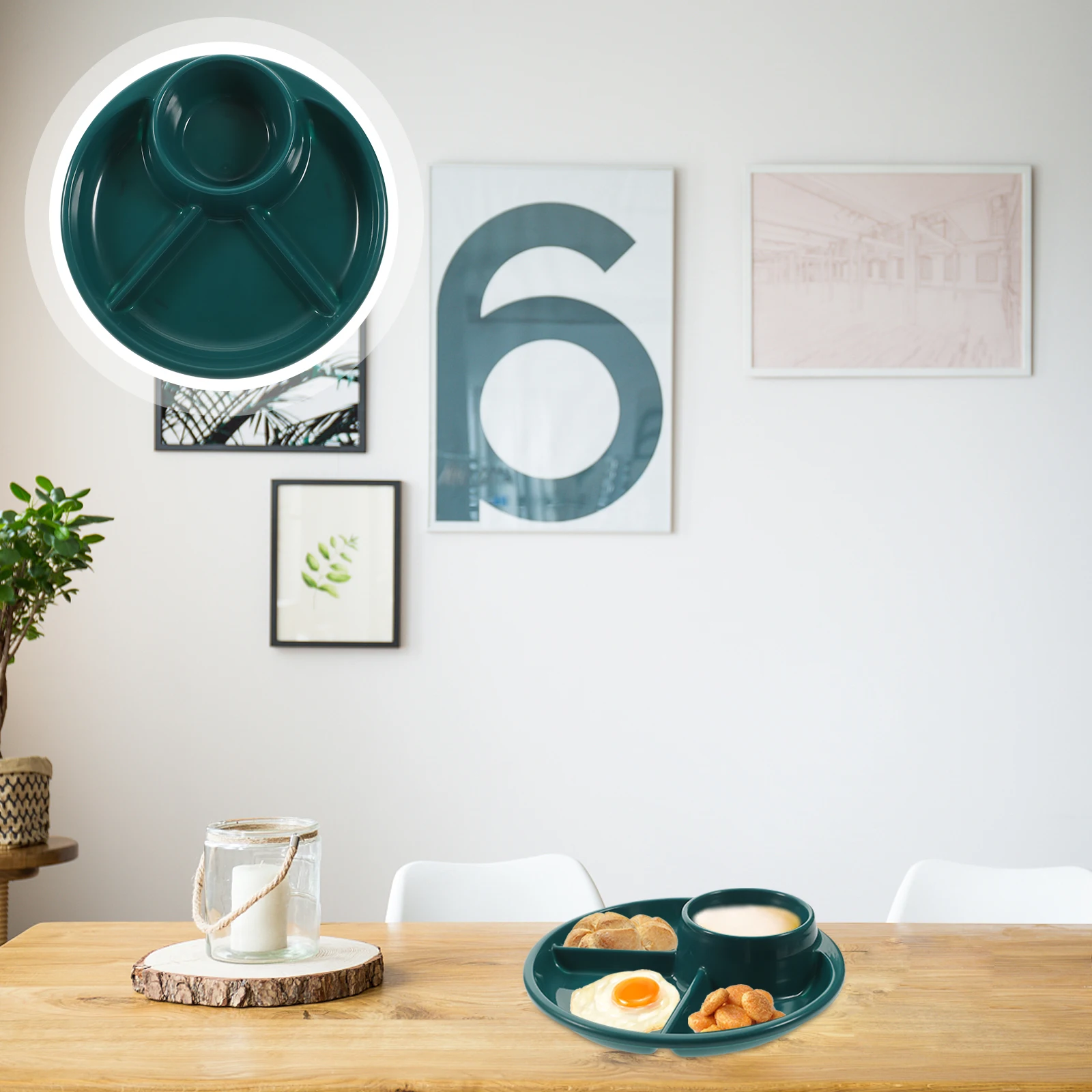 

Compartment Plate Decorative Tray for Breakfast Dry Fruit Serving PP Platter Fine Craftsmanship High-Grade Sturdy Material Safe