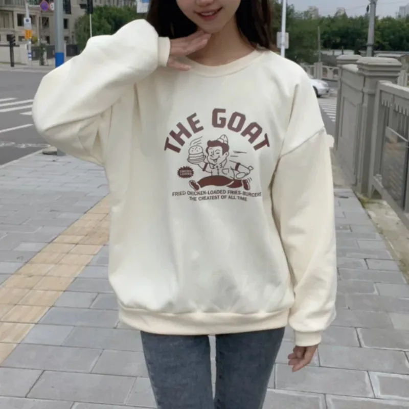 Sweatshirts Women Plus Velvet Winter Chic Korean Fashion All-match Classic Popular Students Young Trendy Leisure Baggy Thicken