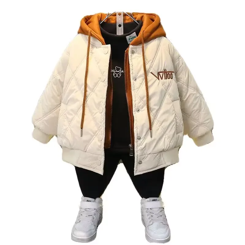 2023 Winter Clothing Children\'S Coat Cotton Clothes Korean Boys And Girls Thick Windbreaker Hooded Jacket Warm Cartoon Jacket