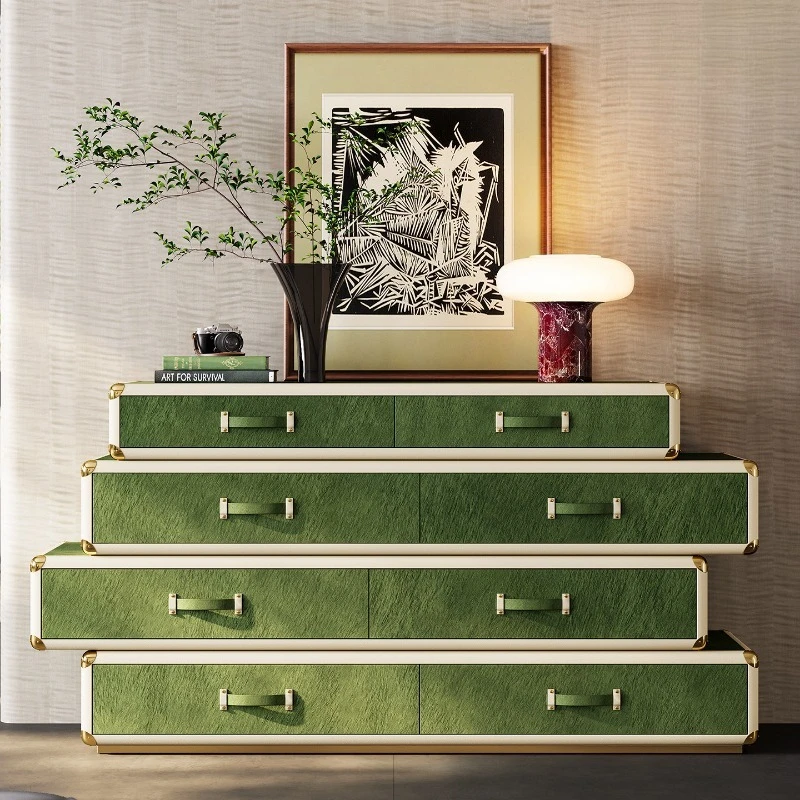 High-end light luxury dresser cabinet, Italian postmodern luxury residence, cowhide horsehair jewelry storage entryway cabinet