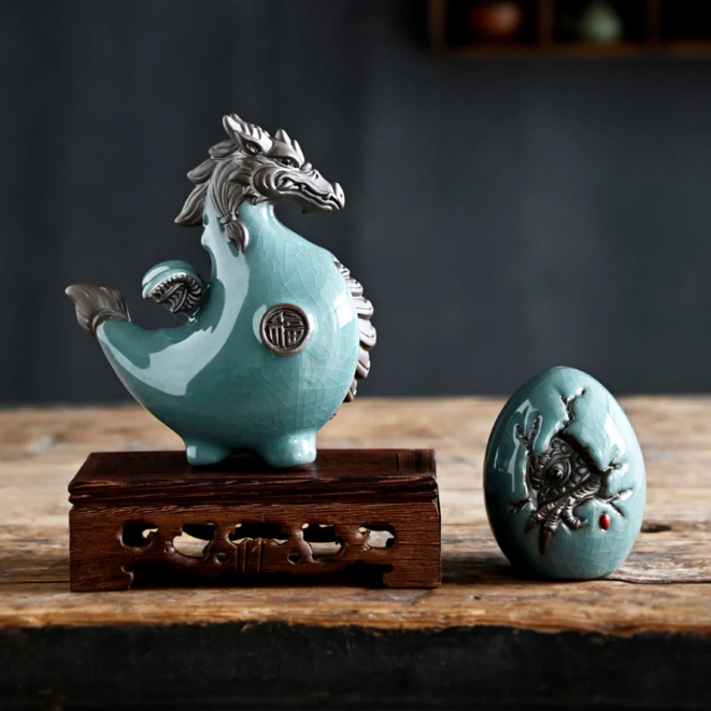 Creative Dragon Decoration Ceramic Lucky Mascot Living Room Wine Cabinet Decoration Office Desktop Zodiac Dragon Decoration