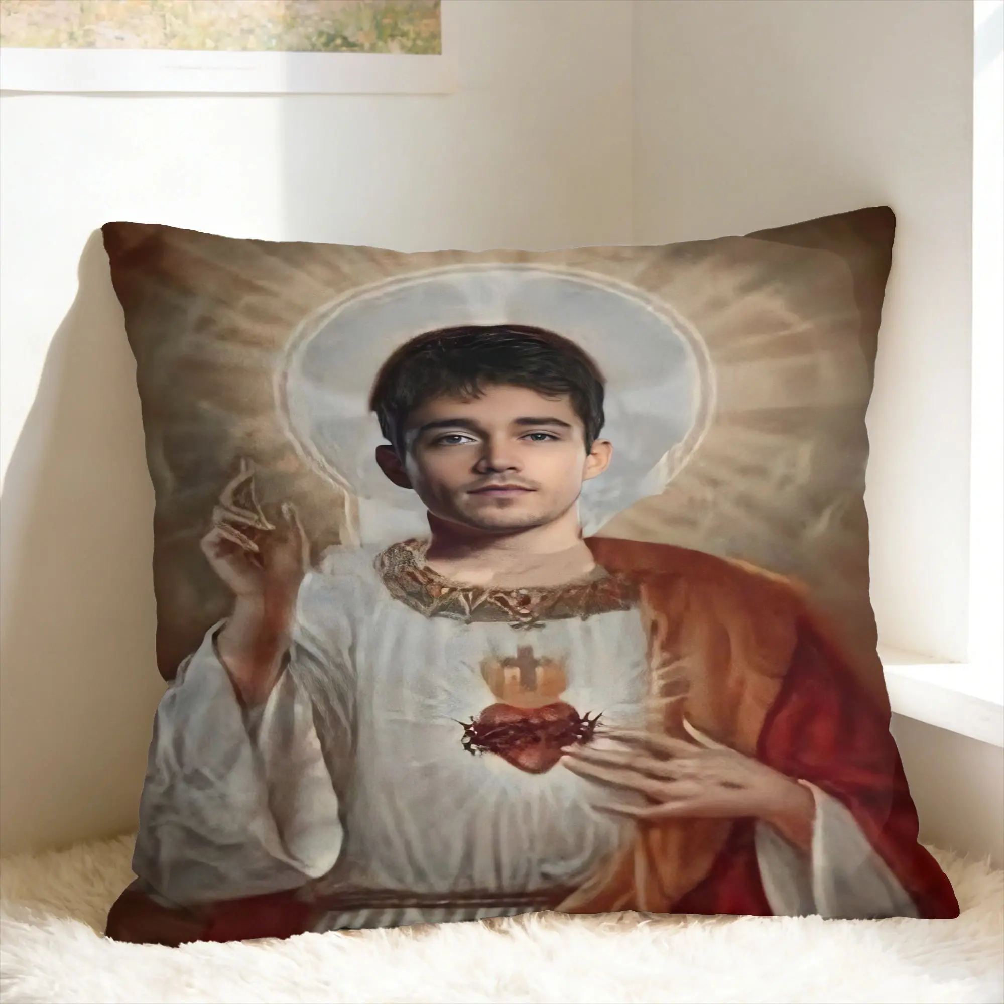 Pillow Cover C-Charles Leclerc Jesus Funny  Vintage Pillow Case For Sofa Couch Bed Living Room Pillowcases