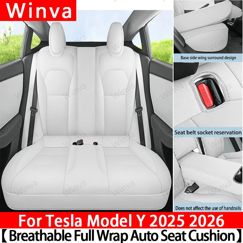 For Tesla Model Y Juniper 2025 2026 Seat Covers Full Set Breathable Leather Cushion Protectors Comfort Seat Interior accessories