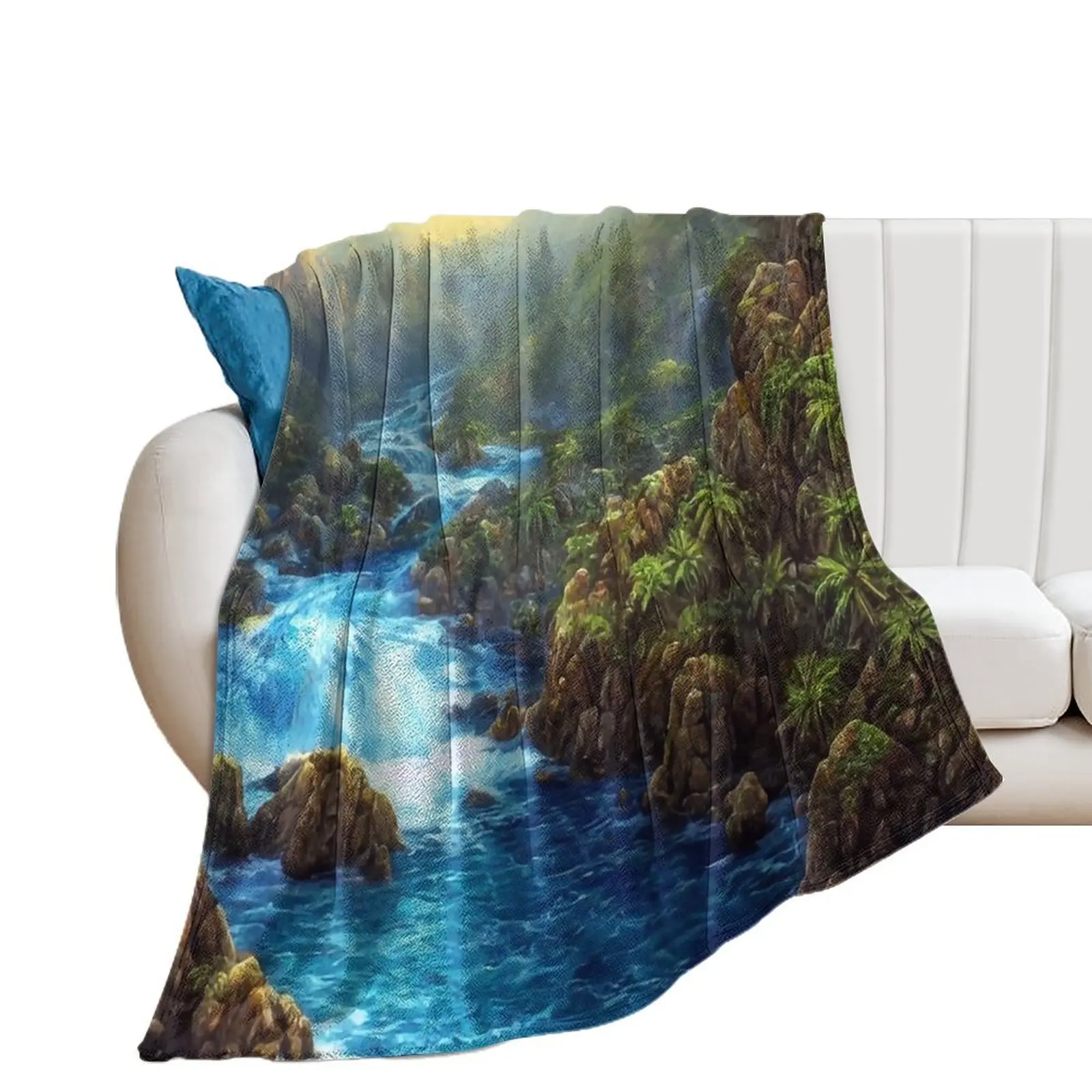 Rapid river in the rainforest Throw Blanket Plaid on the sofa christmas gifts anime Blankets