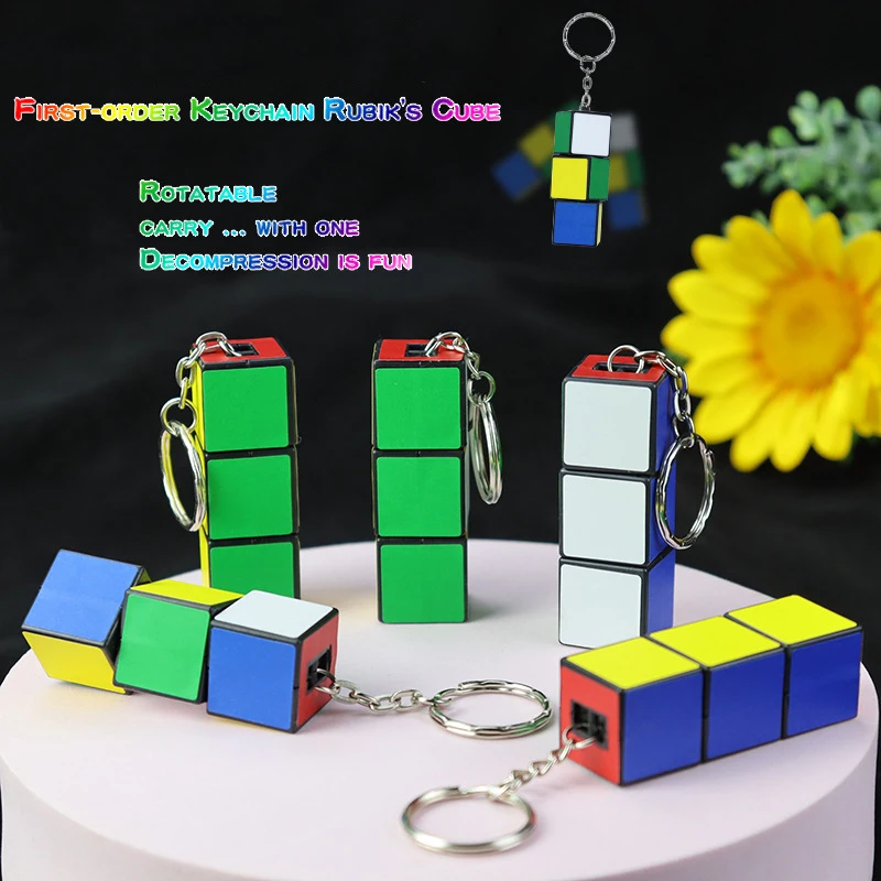 Mini Small Magic Cube Keychain Pendant Creative Fun Magic Cube Cubing Speed Puzzle Fingertip Toy Children Best Birthday Gift Toy