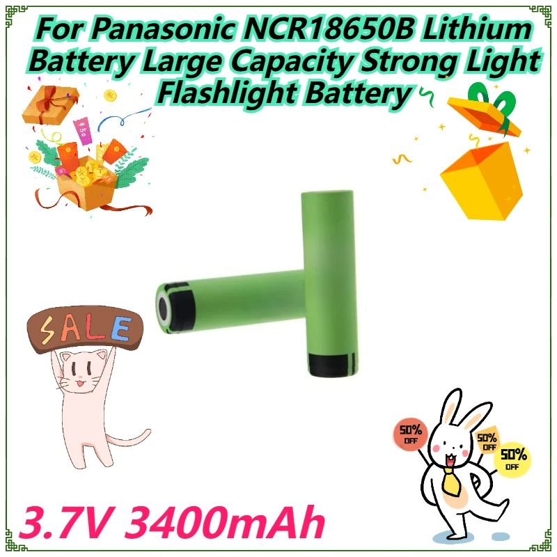 

3.7V 3400mAh For Panasonic NCR18650B Lithium Battery Large Capacity Strong Light Flashlight Battery