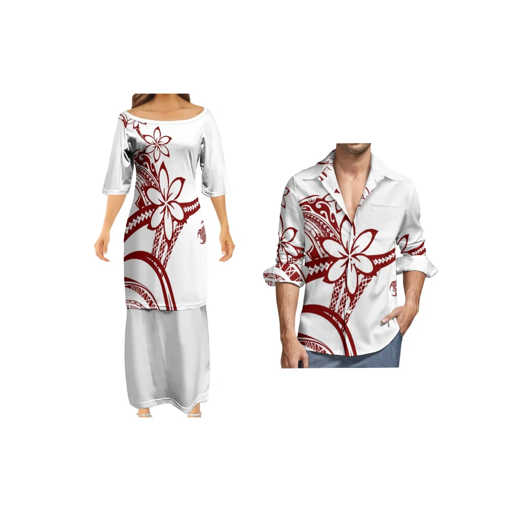 

High Quality Direct Sales Wholesale Women Dresses Samoan Puletasi Polynesian Traditional Tribal New Design Dress 2 Piece Set