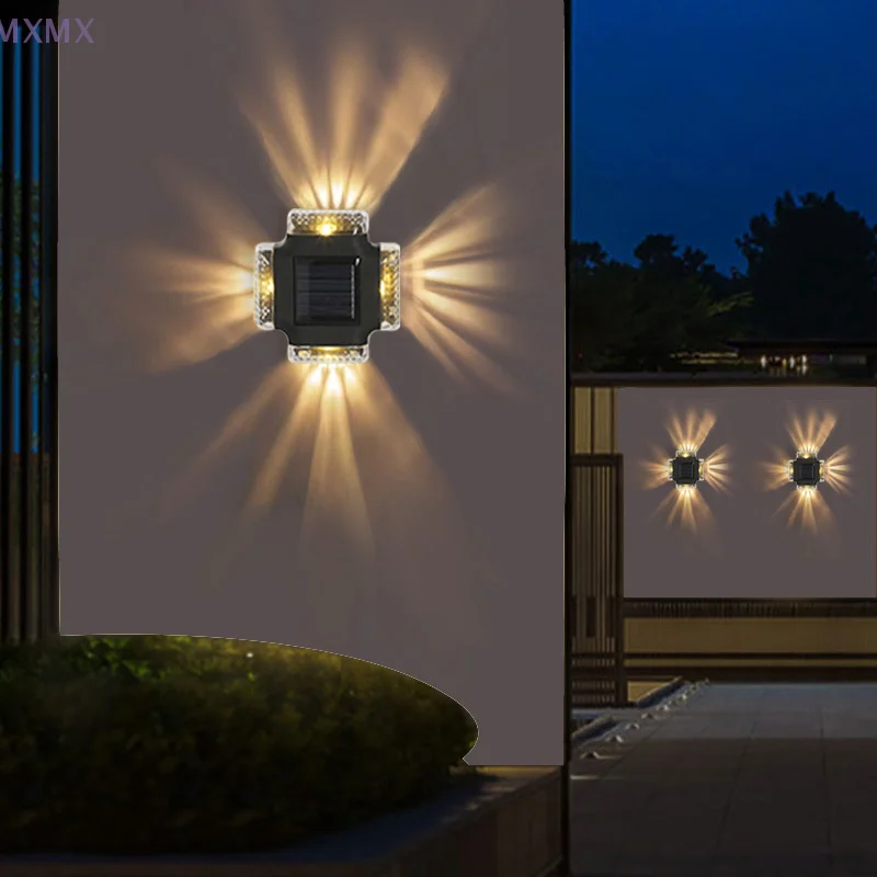 LED الشمسية الجدار مصباح مقاوم للماء ضوء الشمس صعودا وهبوطا إضاءة مضيئة للخارجية حديقة سياج الدرج الديكور مصباح للطاقة الشمسية