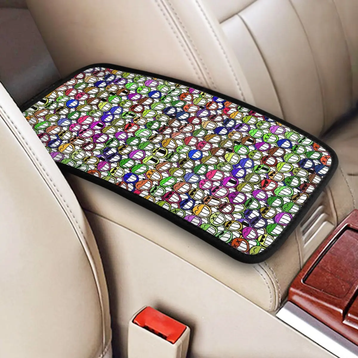 Grinning Fun Car Accessories Car Handrail Box Cushion Custom Print Non-slip Car Armrest Cover