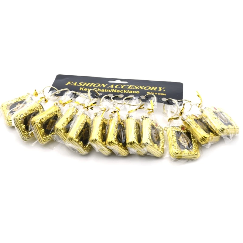 Miniature Arabic Quran Book Islamic Keychain Pendant Real Paper Can Read Muslim