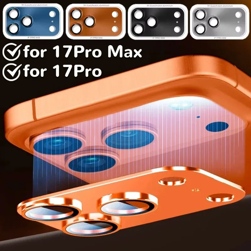 

Для iPhone 17 Pro Max Защитная пленка для объектива камеры из металлического алюминиевого сплава, закаленное стекло, крышка для камеры, небьющаяся твердость, защита