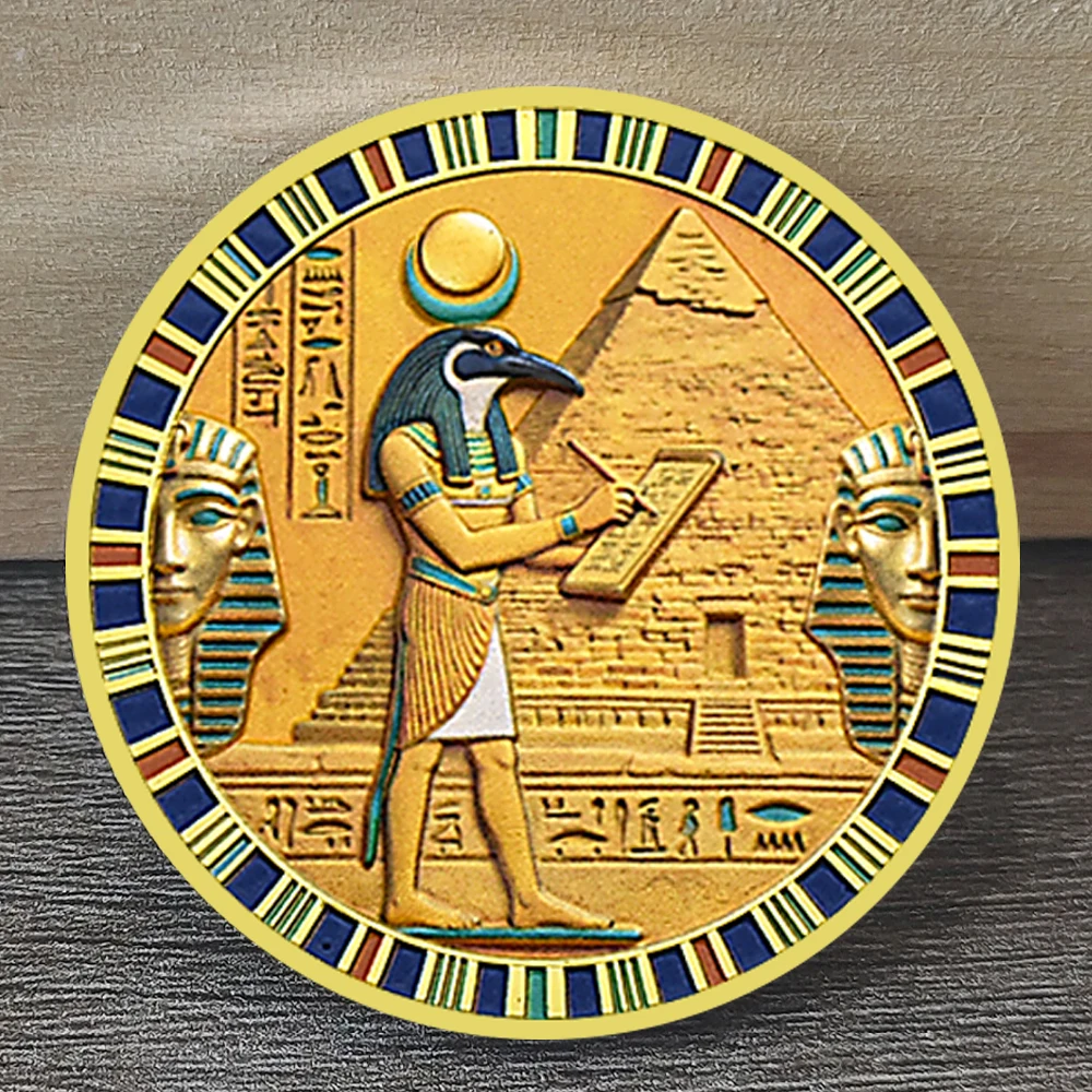 Vintage Ancient Egyptian Coin Horus Falcon God Pharaoh Temple Symbol Commemorative Medal Hieroglyphic Art Collection Gift