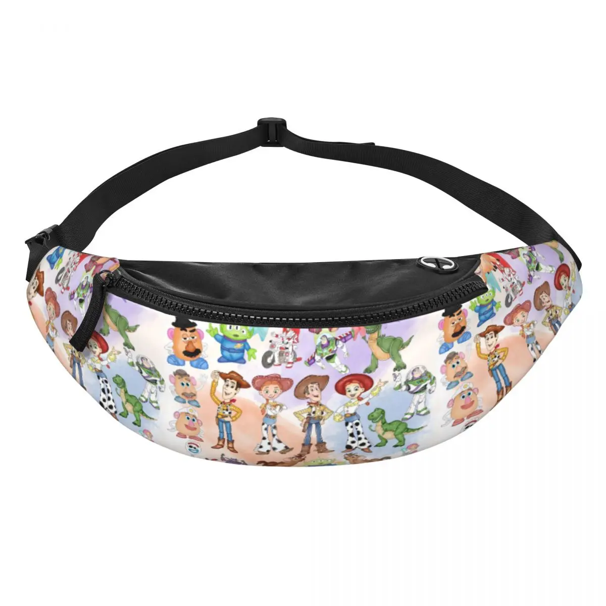 

Custom T-Toy Cartoon S-Story Fanny Pack Men Women Crossbody Waist Bag for Camping Biking Phone Money Pouch
