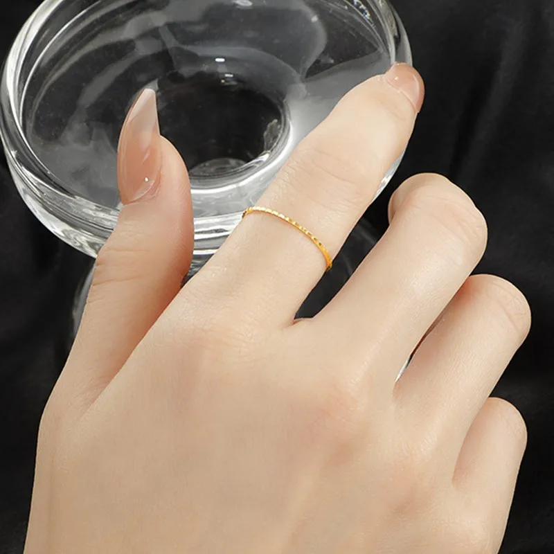 Stainless Steel Thin Gear Design Stackable Ring Knuckle Midi Rings for Women Girl Size 4-9