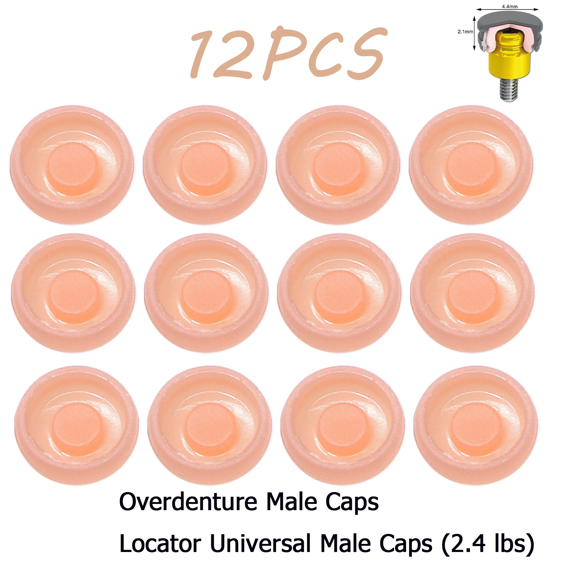 Dental Universal Overdenture Implant Retentive Caps 2.4lbs Pink Strong Removable Caps