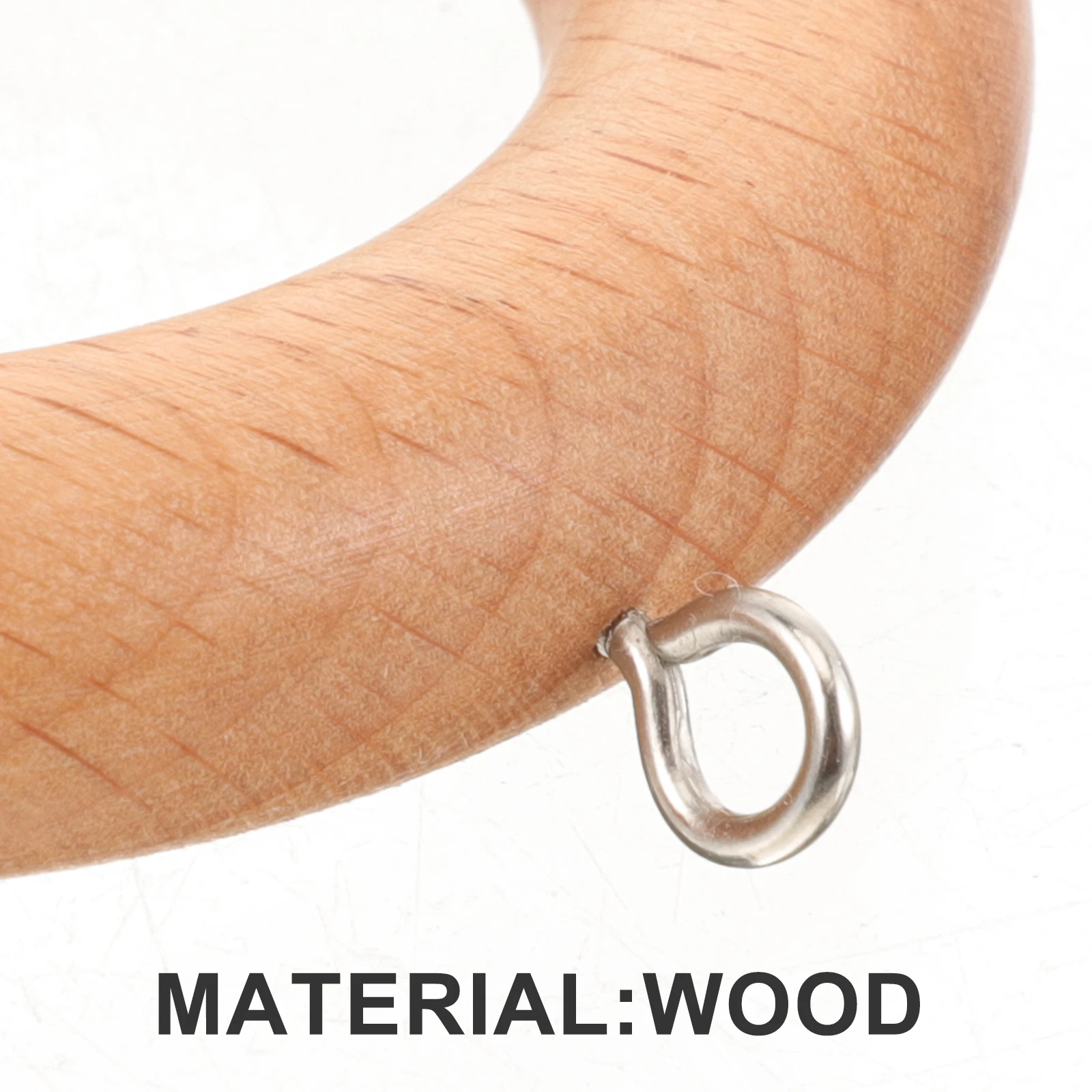 

2 Pcs Curtain Buckles Rod Rings Hook Hanging Curtains Holders for Wall Window Wood Beech Pole