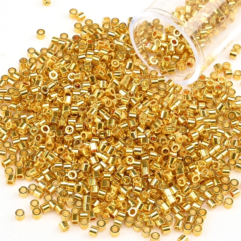 2.0mm Gold Colour Small Seed Beads Glass Bohemia Style Metallic Seedbeads For DIY Handmade Jewelry Making 1200Pcs/Tube