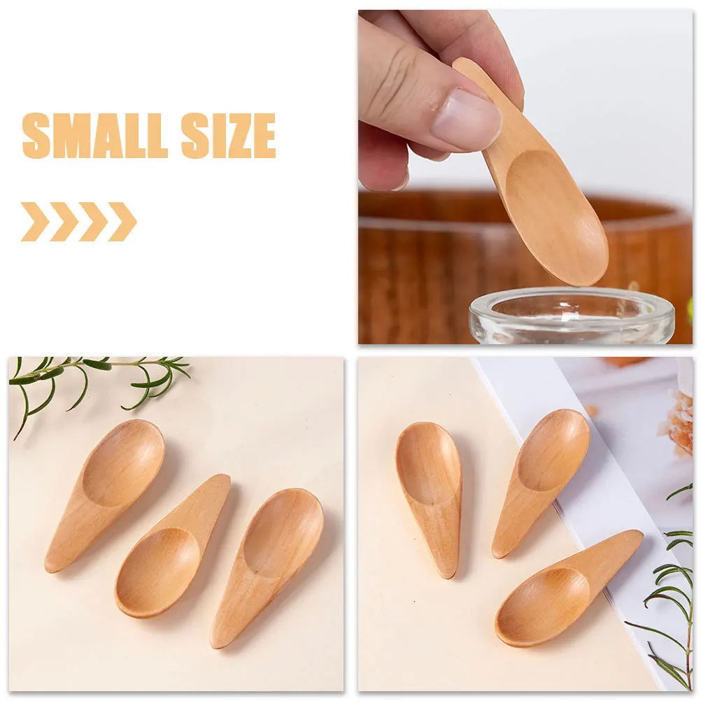 

4Pcs Mini Wooden Spoons Milk Powder Small Scoops Compact Short Handle for Kitchen Tea Salt Supplies Mini Wooden Spoons