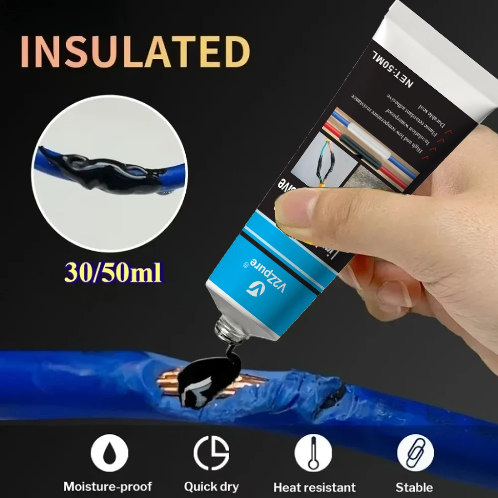 30ml/50ml Black Liquid Electrical Tape Waterproof Insulating Tape Repair Rubber Fixed Electrical Wire Cable Metal Welding Glue