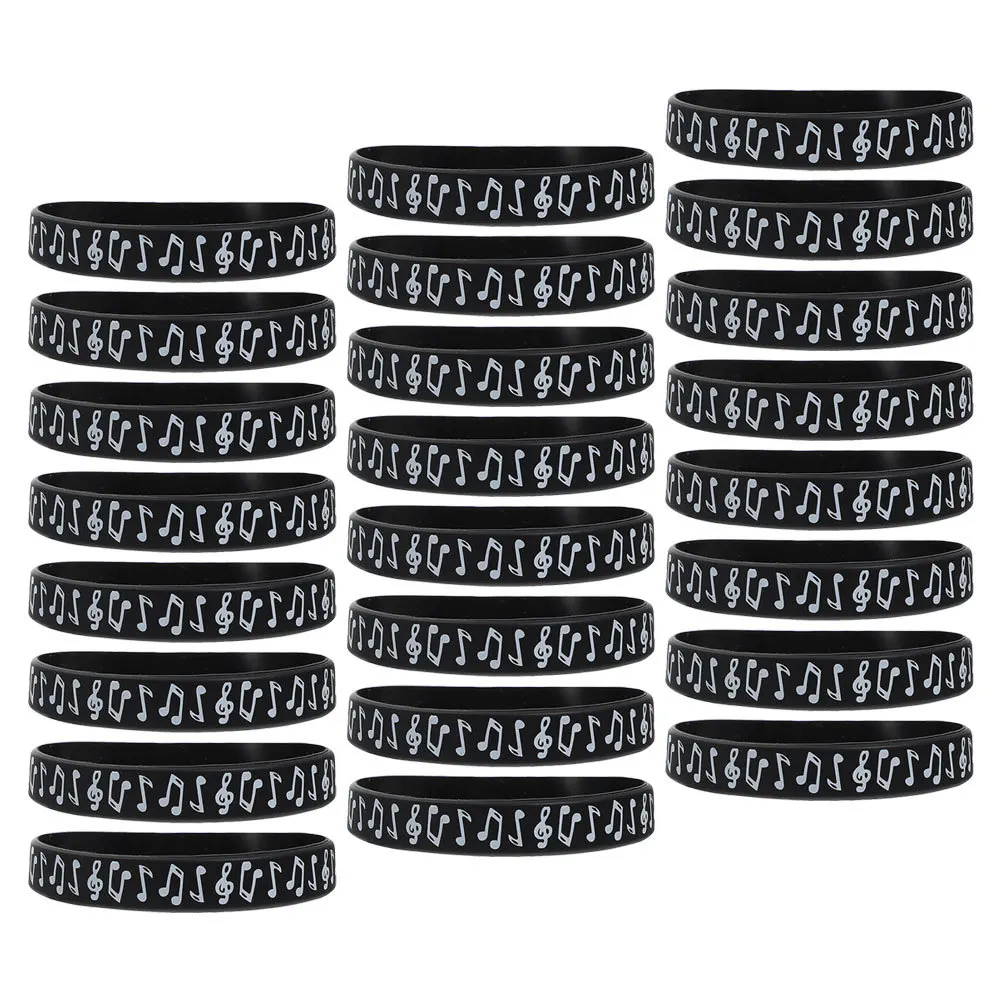 

24pcs Music Note Bracelets Colored Silicone Wristbands Party Favors Festival Decorations Event Arm Bands For Men Women