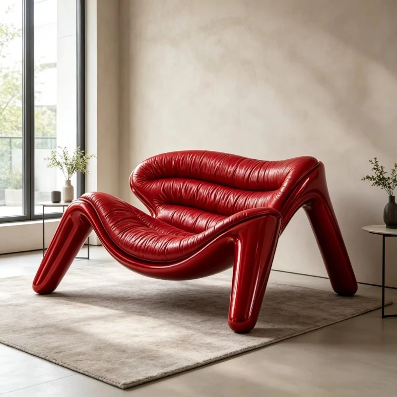 Modern curved integrated fiberglass frame lounge chair leather ergonomic recliner