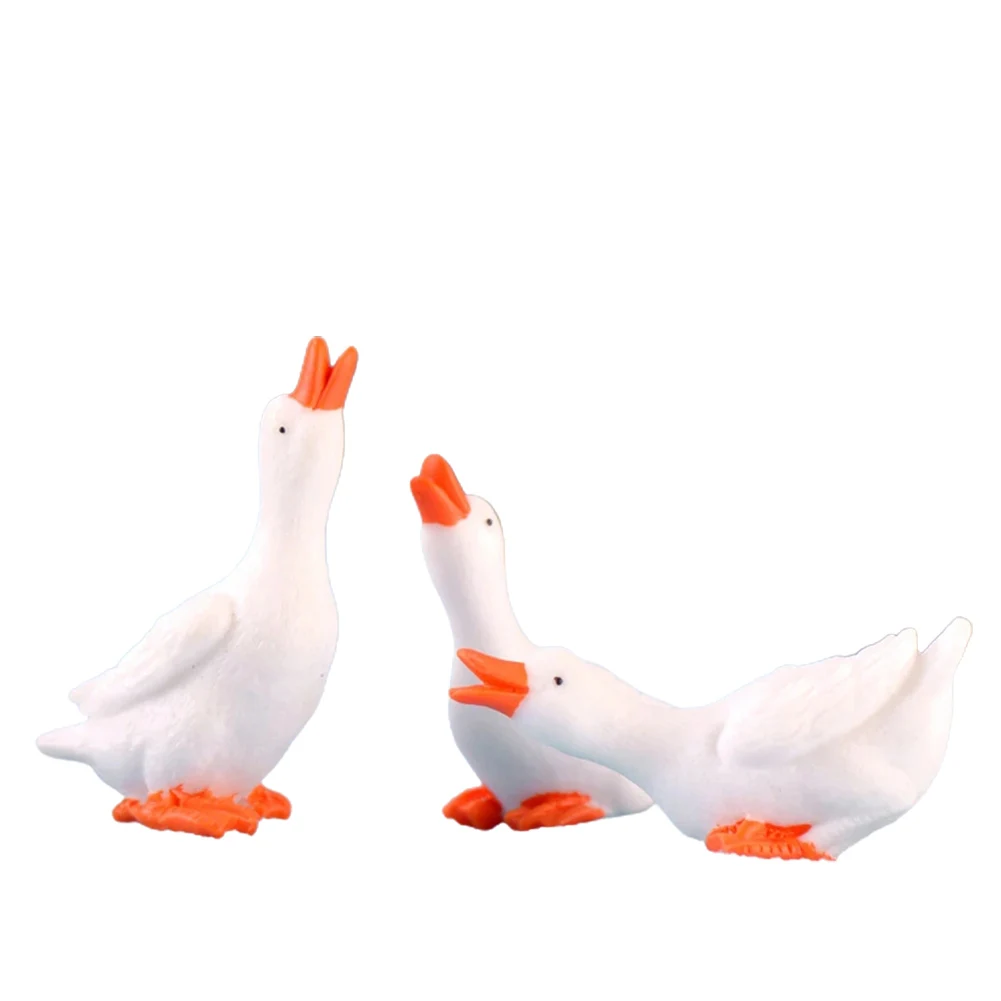 Geese Figurine Decor Decoration Goose Figurine Accessories Animal Garden Home Landscape Miniature Resin Ornaments