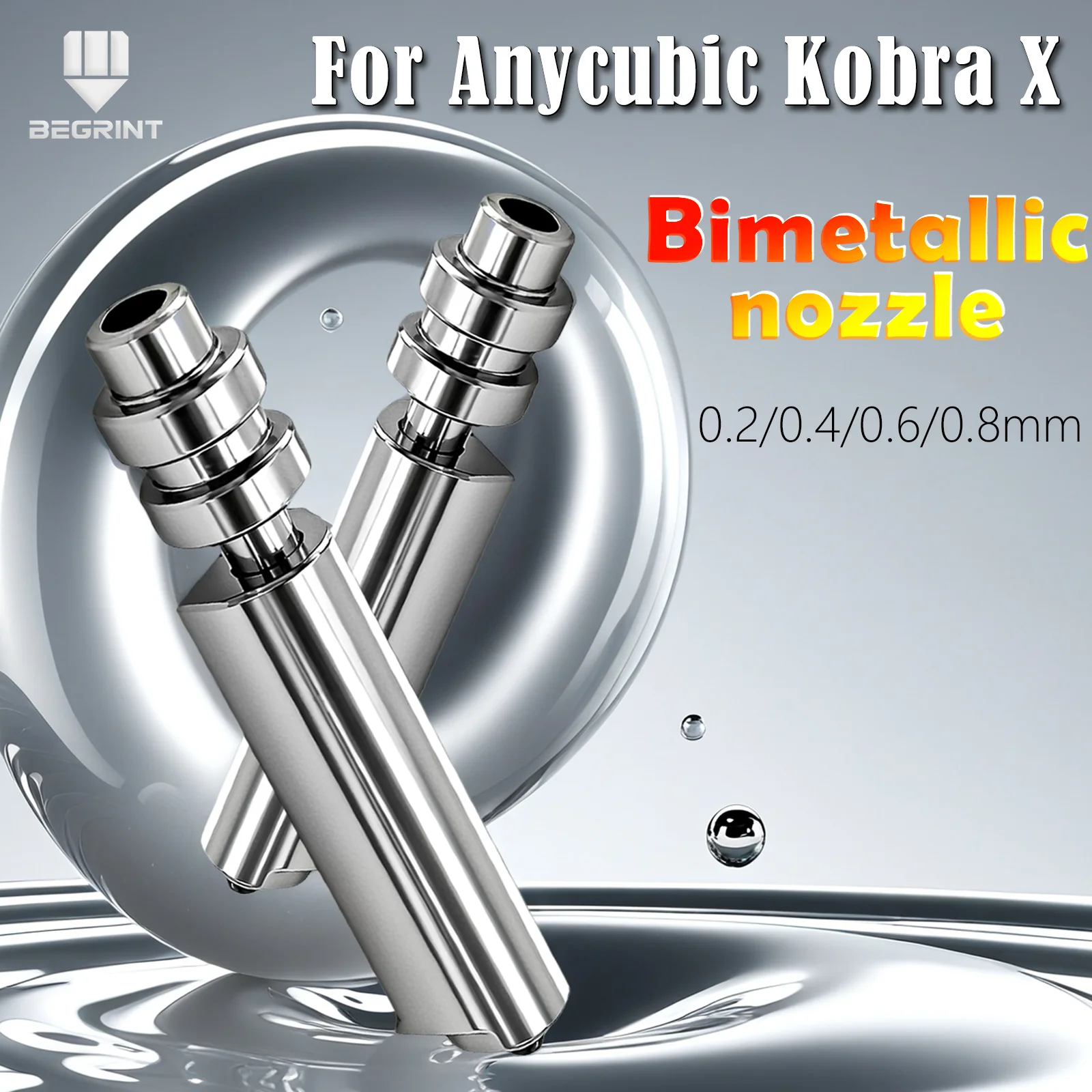 For Anycubic Kobra X Nozzle KX Bimetal Nozzles 0.2/0.6/0.8/0.4mm One-piece Hotend Nozzle Resistant 300℃ For KobraX 3D Printer