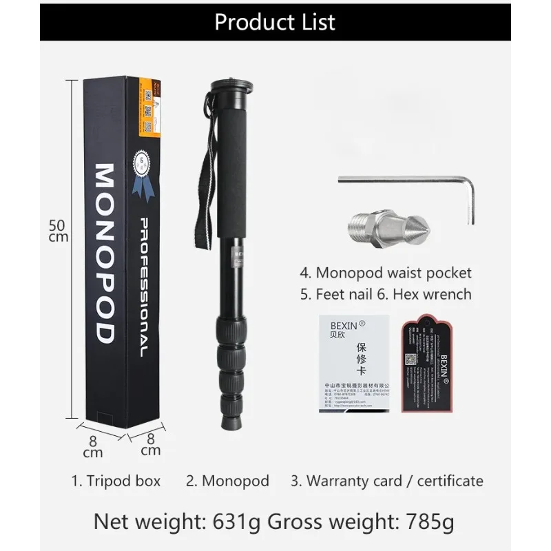 MAS325 Light Professional อลูมิเนียมแบบพกพา Monopod วงเล็บ Stand กับ Tripod Ballhead สำหรับกล้อง DSLR