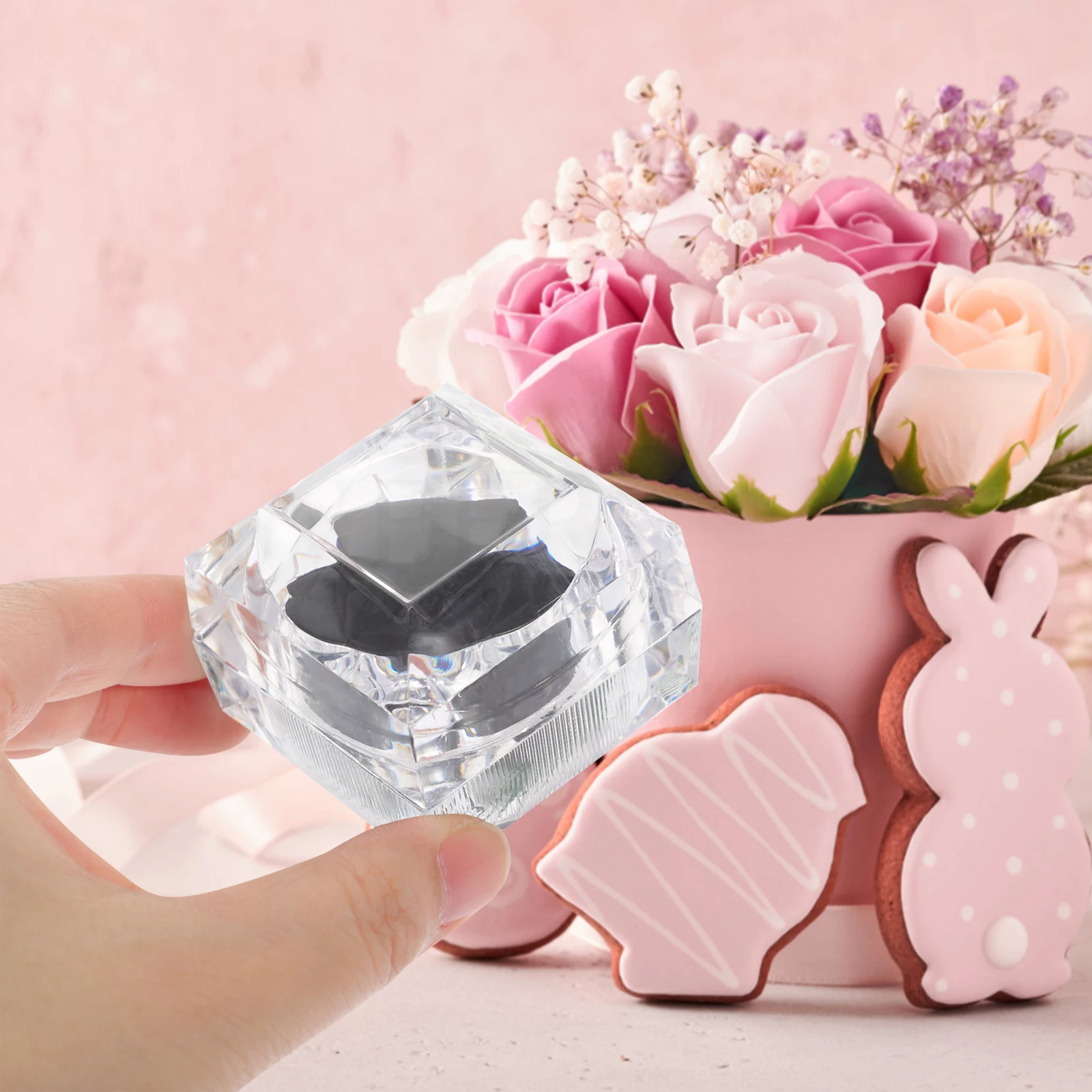 

Eternal Preserved Roses in Bright Glass Dome Decor Real Flower Gift for Wedding Valentine Black ColorHandmade Flowers