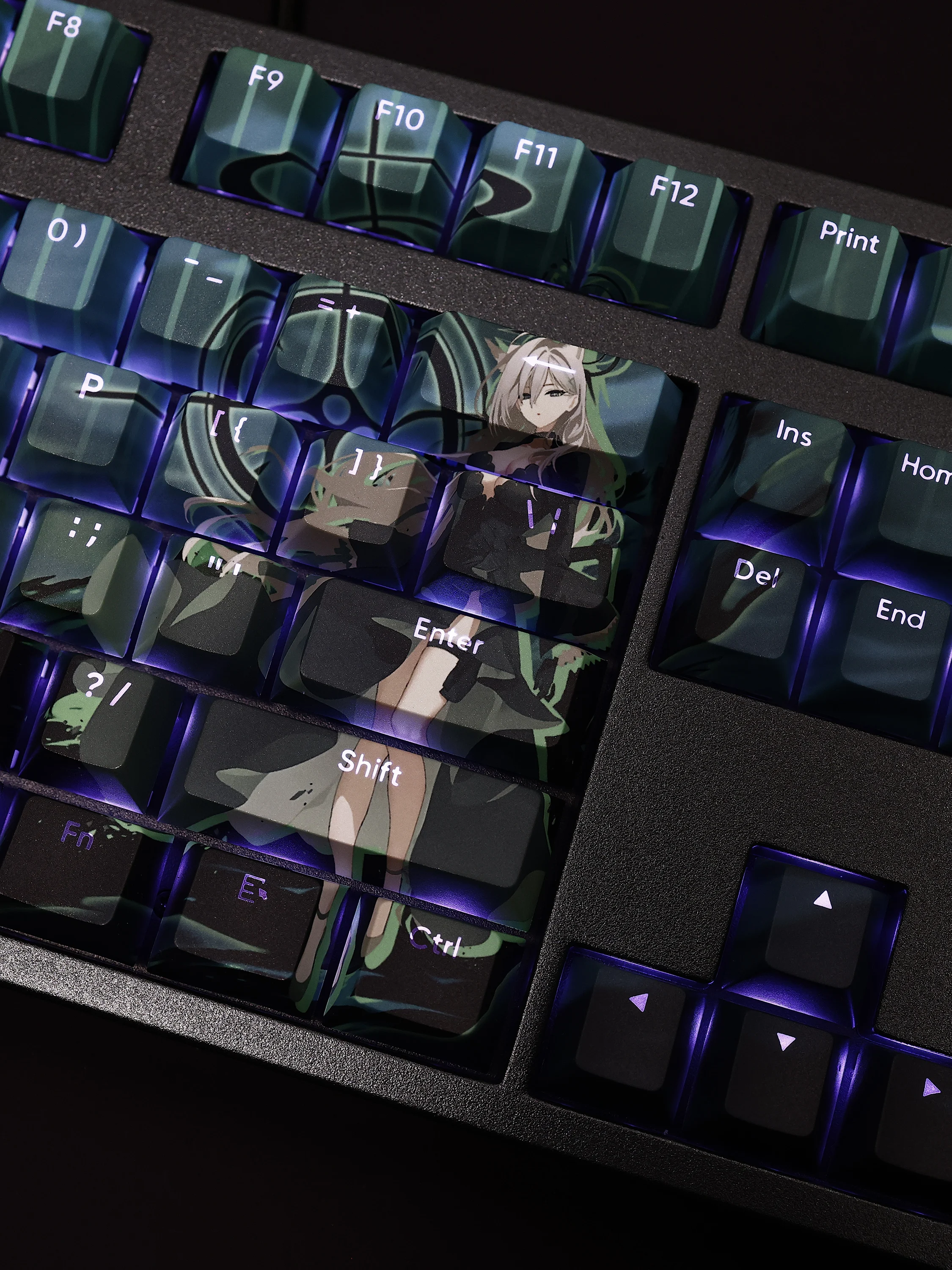 Sunaookami Shiroko 108 Keycap Blue Archive PBT DYE Sub Light Transmitting Cherry Switch Cross Key Cover for Mechanical Keyboard