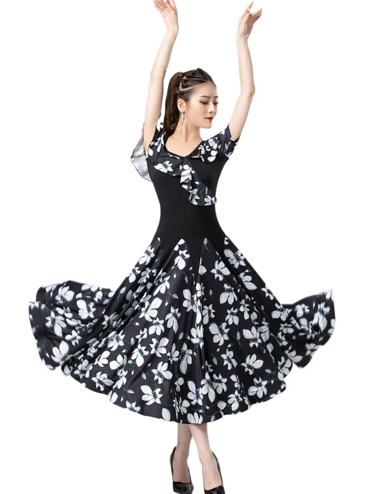 

Professional Competition Cloth Modern Dance Dress Ballroom Dancer Costumes Latin Dance Waltz Swing Dress Performance Costumes