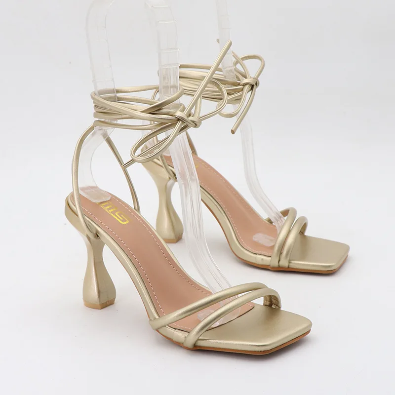 Roman Sandals High Heels Large Size 2024 Summer Clear Shoes Cross-Shoes Open Toe Suit Female Beige Gladiator High-heeled Big Pee