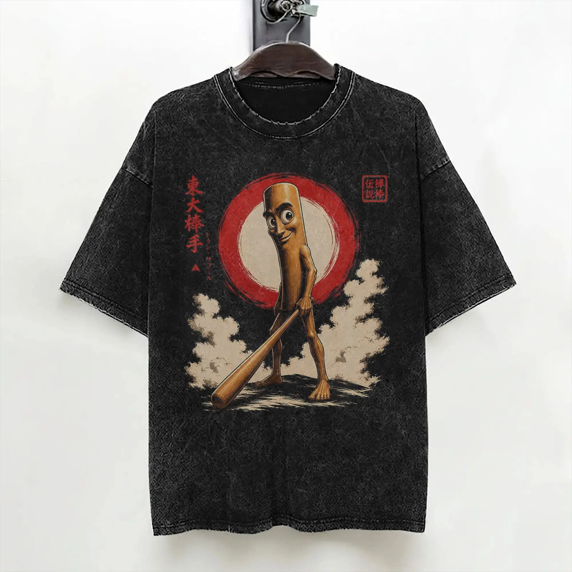 Washed T Shirt Tung Tung Tung Sahur Vintage Samurai Brainrot Hip Hop T-Shirts High Street  Streetwear Short Sleeve Tops Tees Men