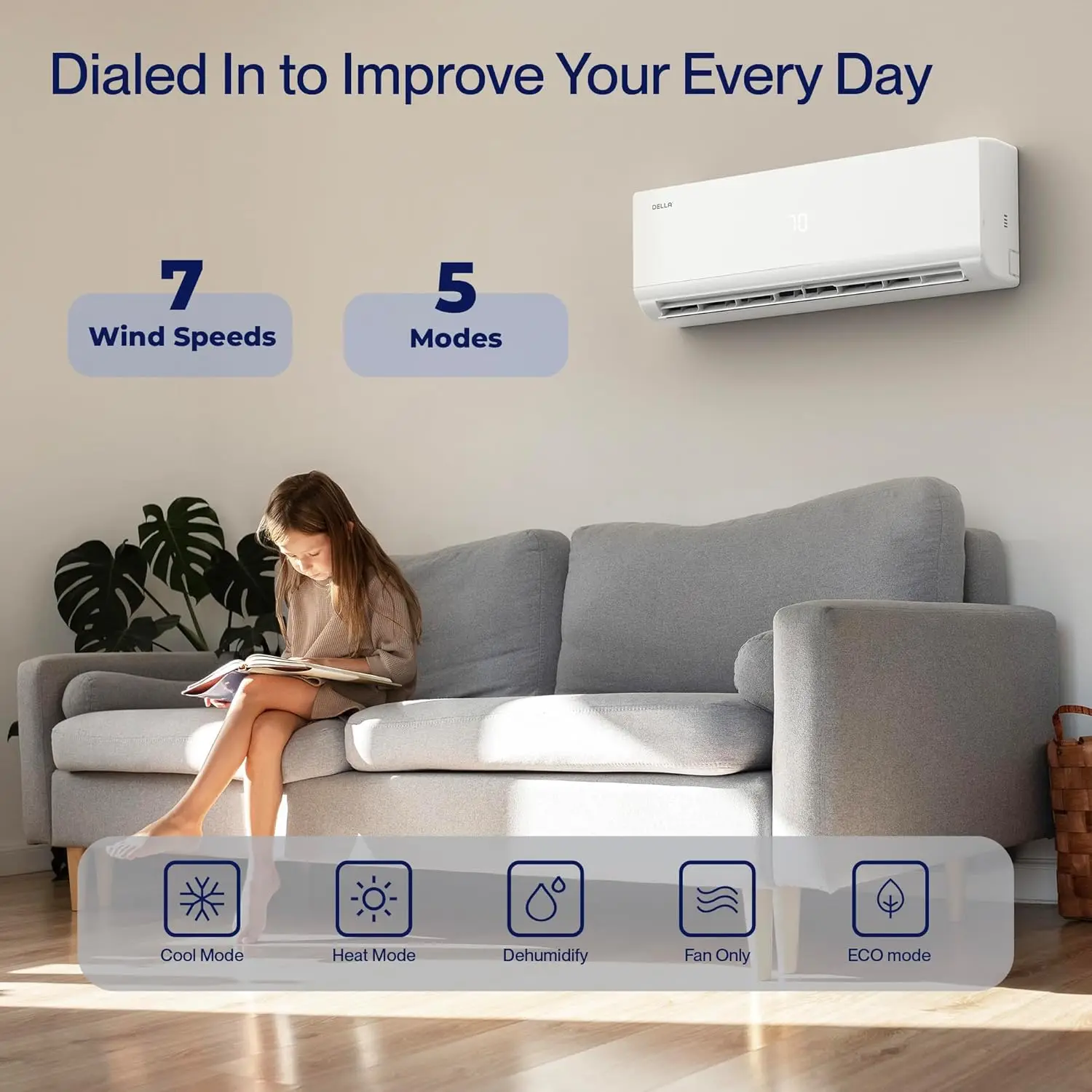 Wifi Split-Airconditioner 19 Seer2 Koelt Tot 400 Vierkante Voet Af Met Voorgeladen Warmtepomp Van 0.75 Ton En Installatiekits Van 16,4 Ft