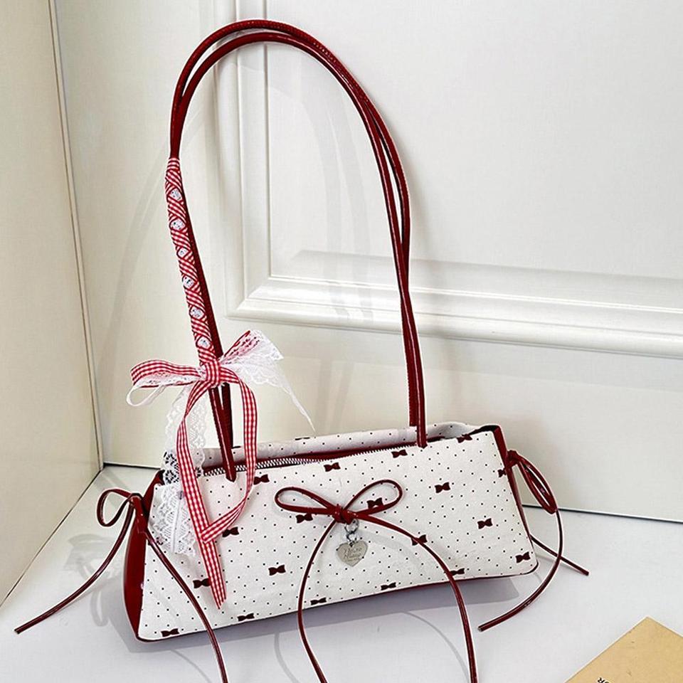  Bow Decoration Underarm Bags High Quality Sweet Women's Shoulder Bag Korean Style Large Capacity Casual Small Shoulder Crossbody 