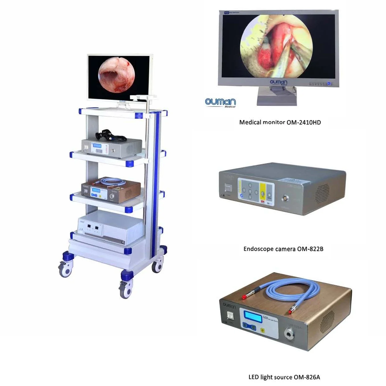 Medical HD Endoscopy Tower with ENT endoscope camera 24 Monitor for all surgeries laparoscopy tower