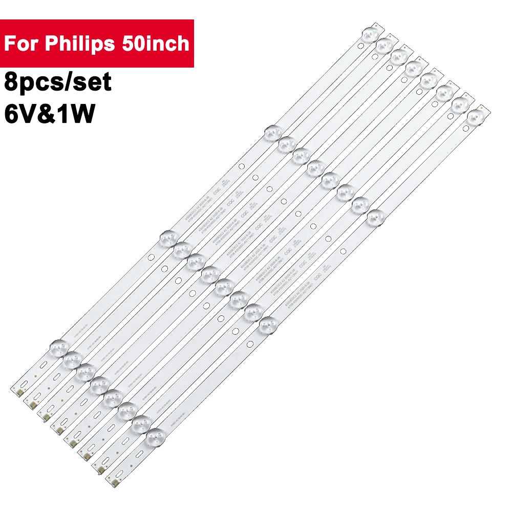 

8pcs/Set 6V 1W LED TV Backlight For Philips 50inch 4708-K50WDC-A2113N01 50PFH4082/T3 P50FN0117K P50FN117K K500WDC2 K500WDC217805