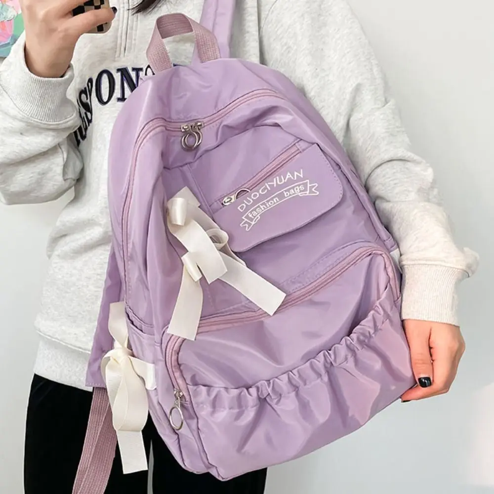 Portable Canvas Bow Backpack Large Capacity College Style Students School Bag Harajuku Storage Bag Canvas Shoulders Bag School