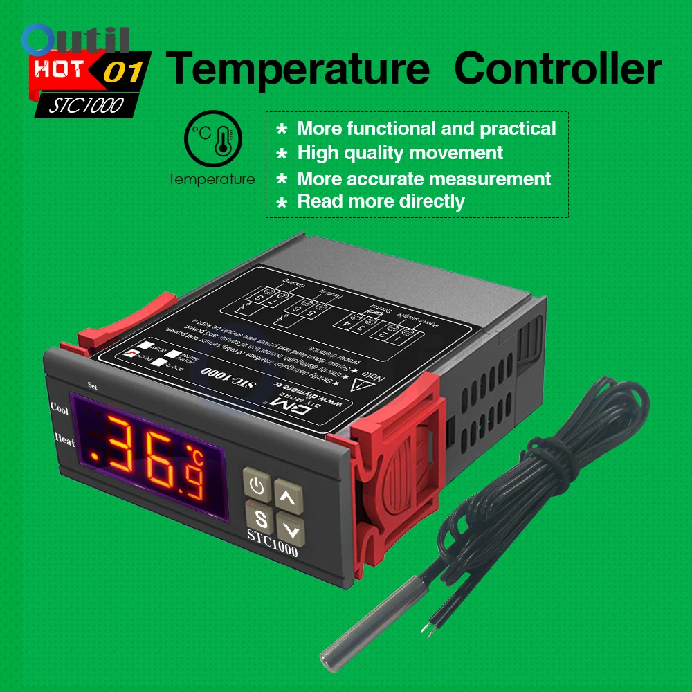 STC-1000 DC regolatore di temperatura 12V doppio regolatore di temperatura digitale due uscite relè termoregolatore NTC riscaldamento raffreddamento