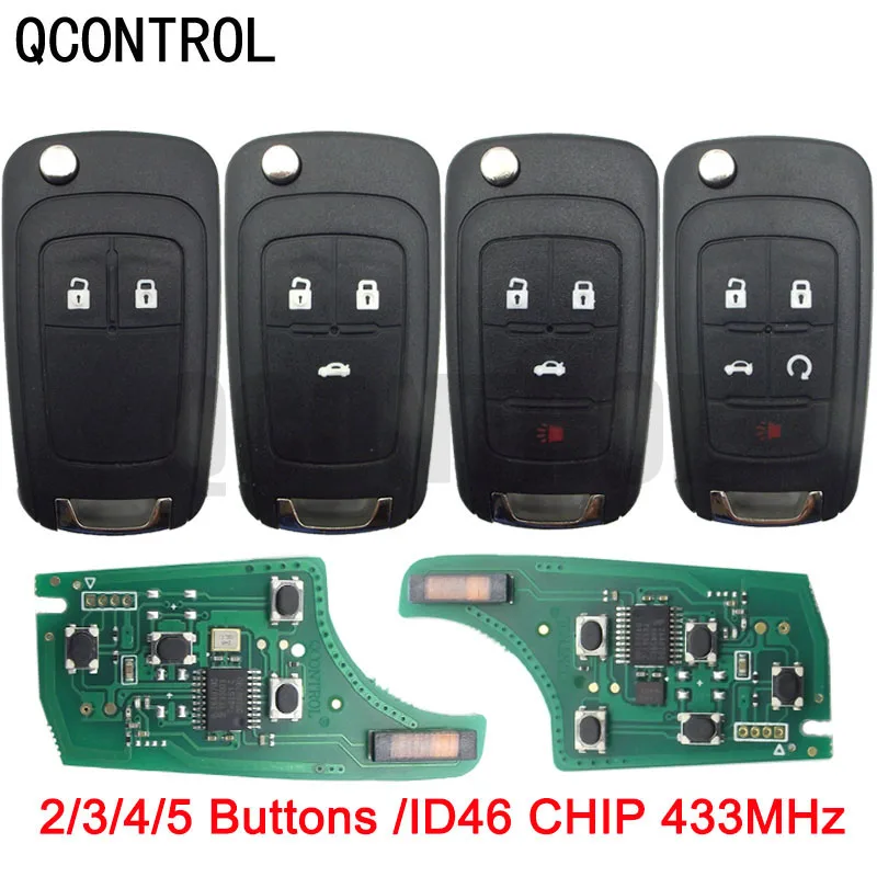 

QCONTROL Car Alarm Remote Key fit for Chevrolet Malibu Cruze Aveo Spark Sail 2/3/4 Buttons 433MHz Door Lock