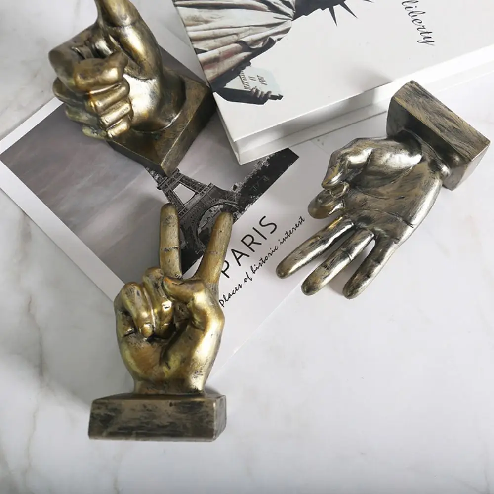 Creative Gesture Resin Figurine Mini Exquisite OK YEAH Gesture Figurine Durable Light Luxury Antique Gesture Statue Garden