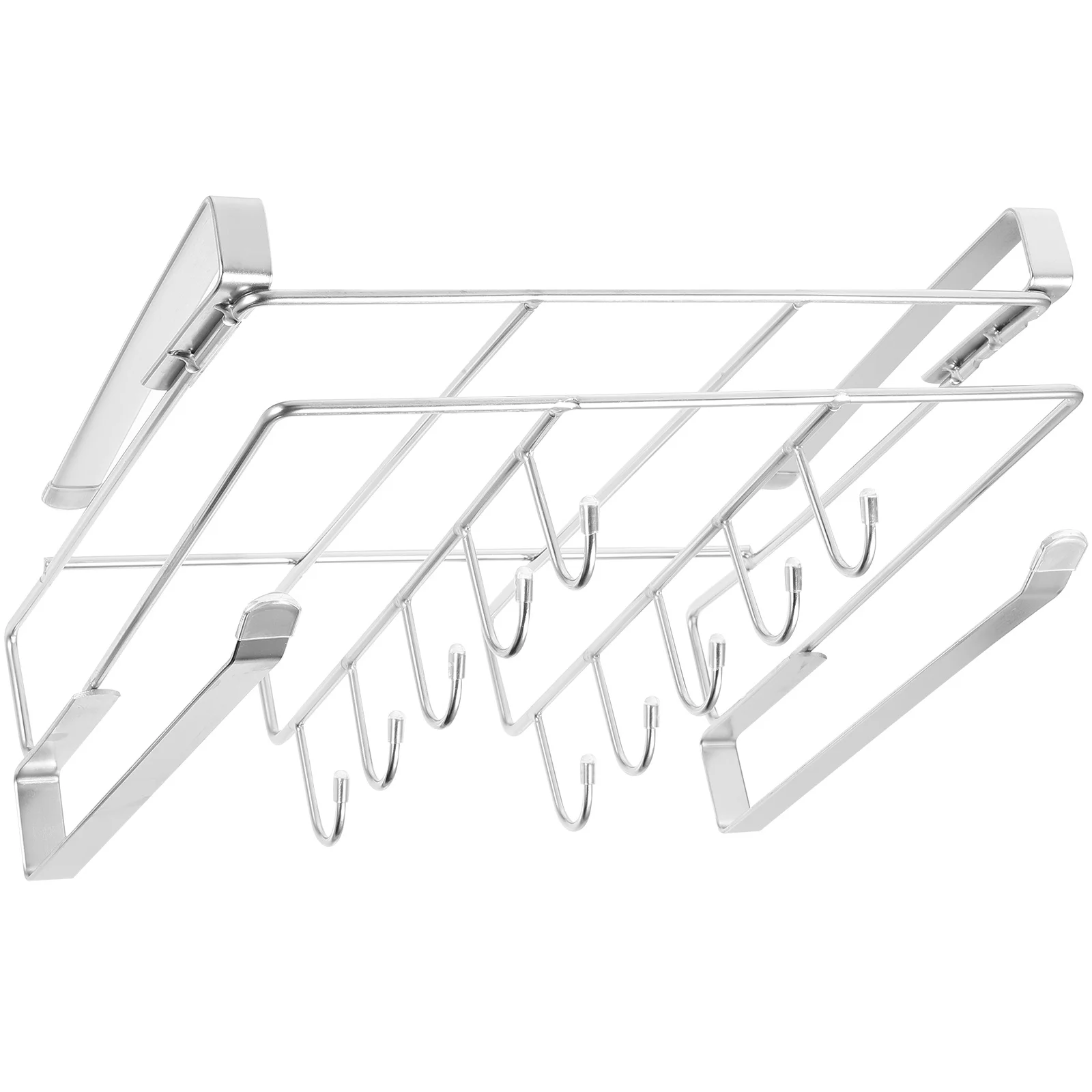 

Stainless Steel Under Shelf Storage Rack Multi-Slot Heavy Duty Hanging Organizer for Cabinet Door Kitchen Utensils Cutting Board