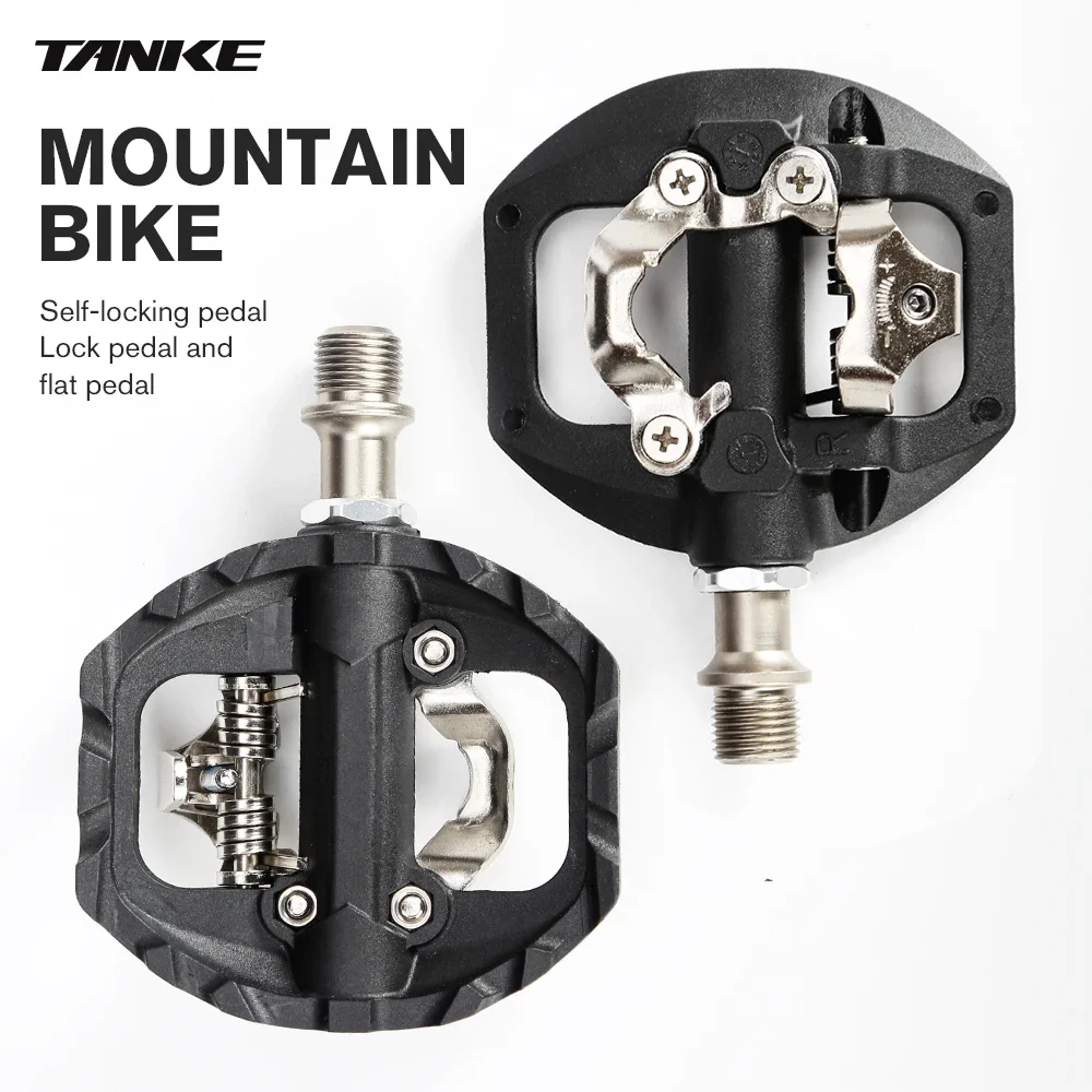 TANKE pédales de VTT 3 roulements scellés SPD double pédale plate et de verrouillage sans clip pédales de cyclisme en aluminium accessoire de cyclisme en nylon