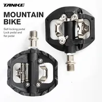 TANKE Mountain Bike Pedals 3 Sealed Bearing SPD Dual Clipless Flat & Lock Pedal Aluminum Cycling Pedals nylon cycling accessorie