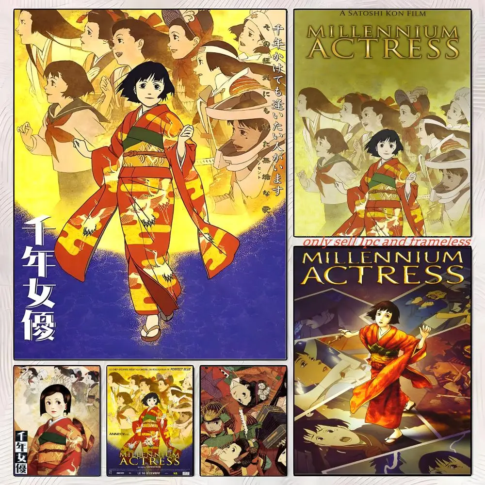 Millennium Actress Anime Movies Poster Sticky Wall Art Printing Waterproof Home Living Bed Room Aesthetic Decor