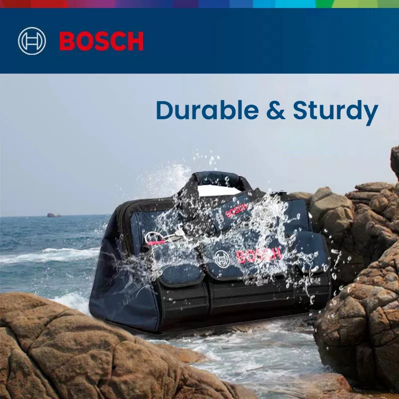 Imagem -02 - Bolsa de Ferramentas Bosch Tamanhos Mini s m Organizador de Armazenamento de Ferramentas Bolsa de Trabalho Marceneiro Eletricista Lona à Prova Dágua para Pesca