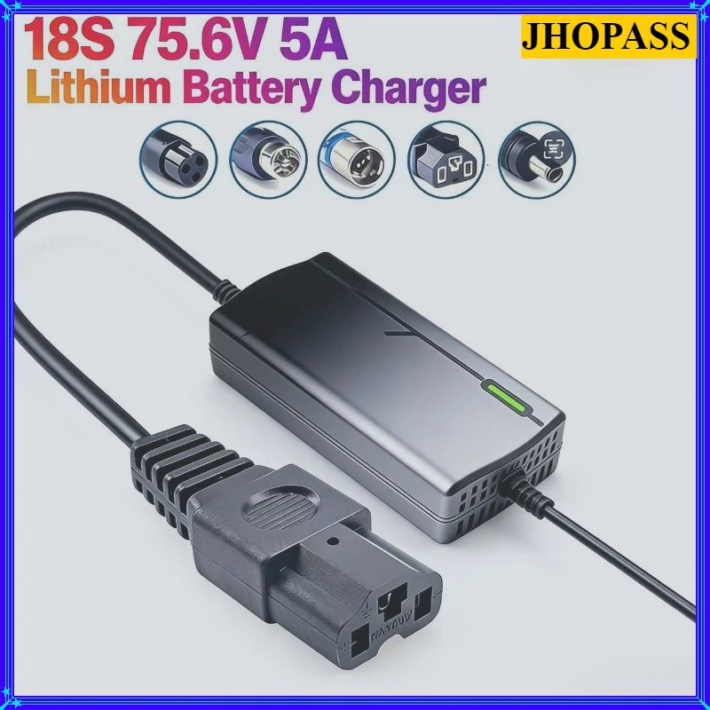 

HD 18S Smart 75.6V 5A LED LiFePO4 Li-ion Lithium Battery Charger for AC110V-220V E-bike E-Motorcycle Scooter EU AU UK US Plug